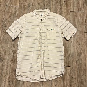 VISSLA Cream Casual Button Down Shirt with Stripes